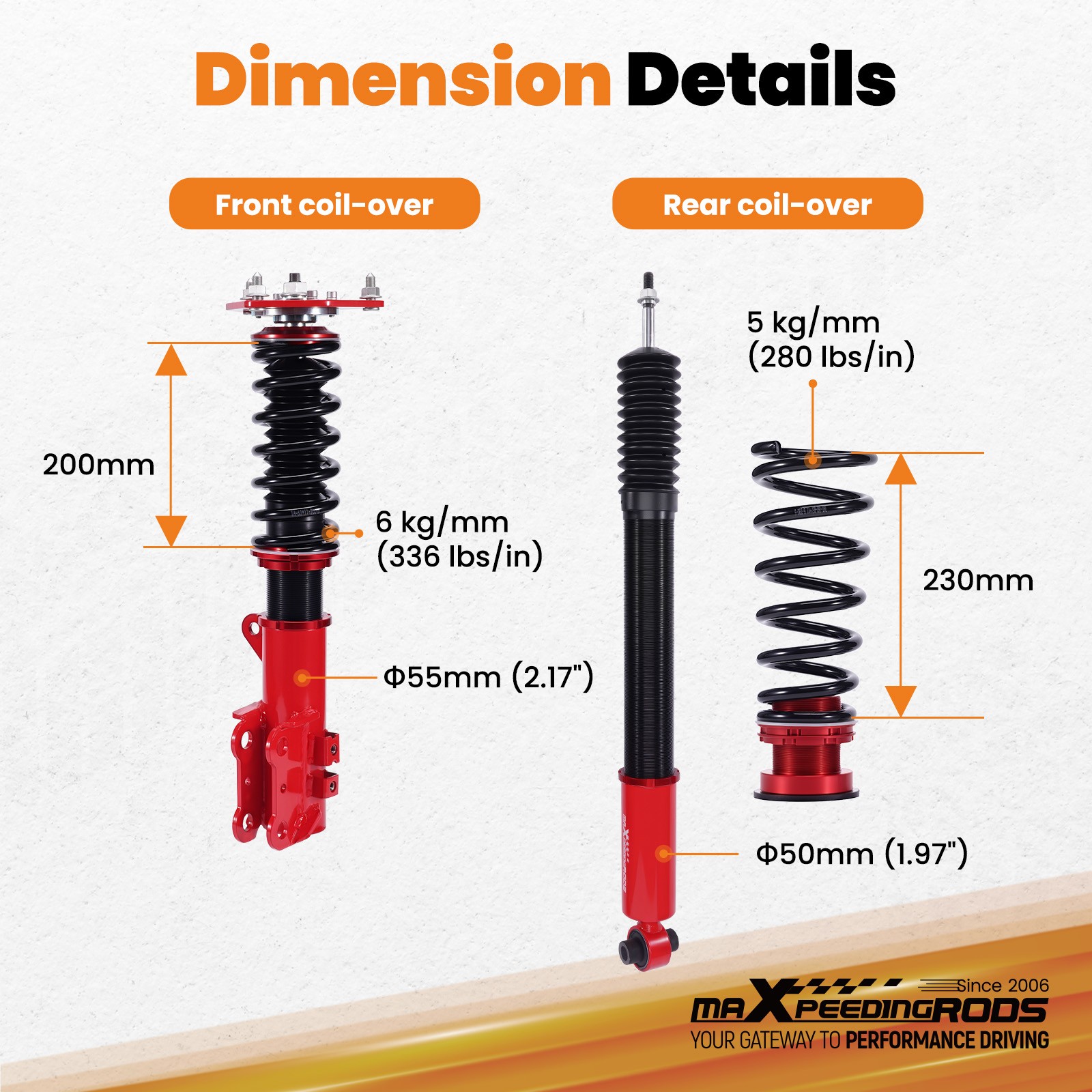MaXpeedingrods Coilovers Shock Springs Kit for Hyundai Sonata (LF) 15-19