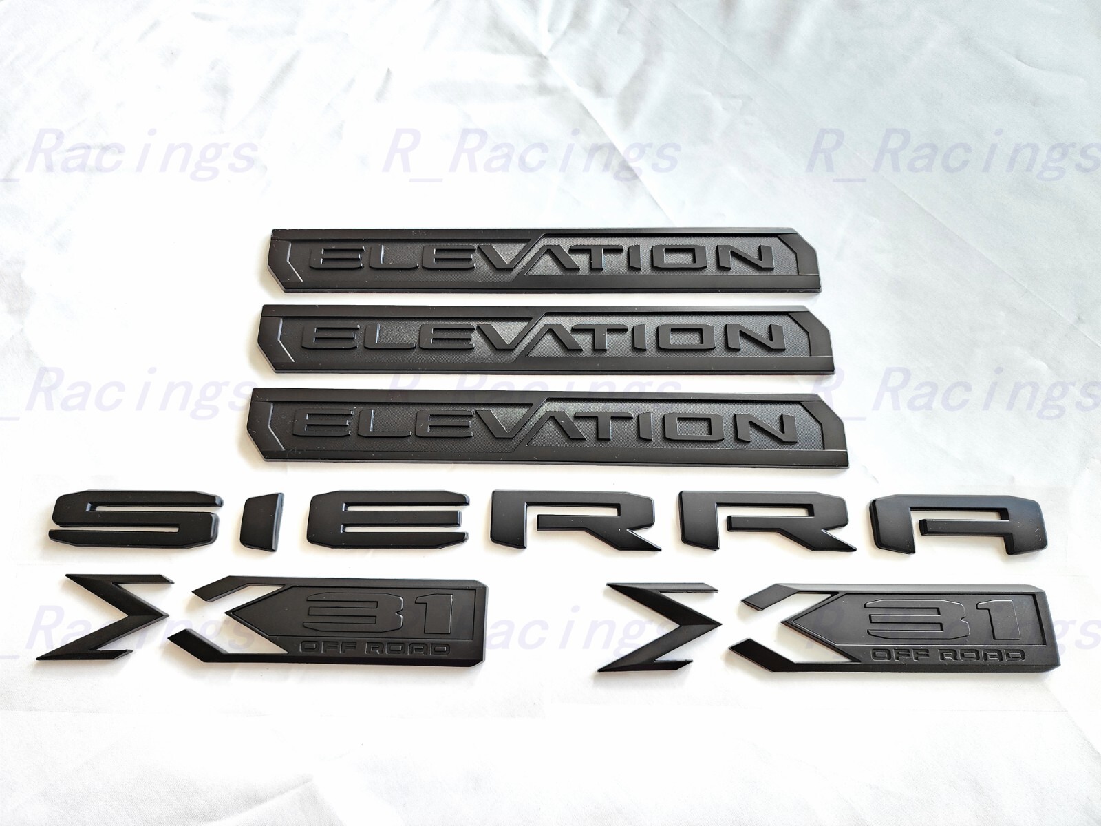 6PCS Matte black Door Rear Elevation Sierra Bed X31 Emblem 2019-2023 Sierra 1500