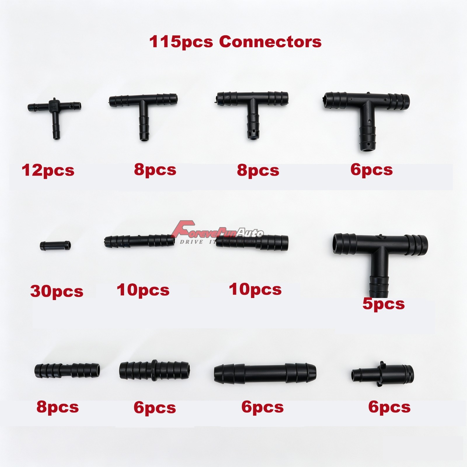 6pcs 5ft Engine Vacuum Line Silicone Hose Kit + 115pcs Connectors Set For Toyota