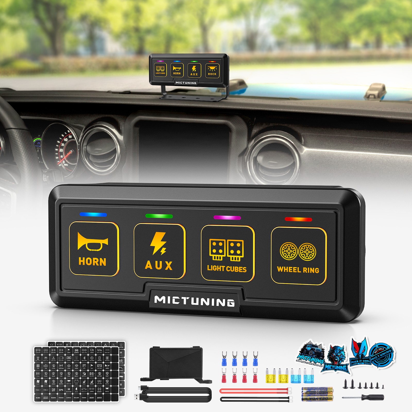 4 Gang Wireless Switch Panel for Marine 12V LED Light Bar Circuit Relay System