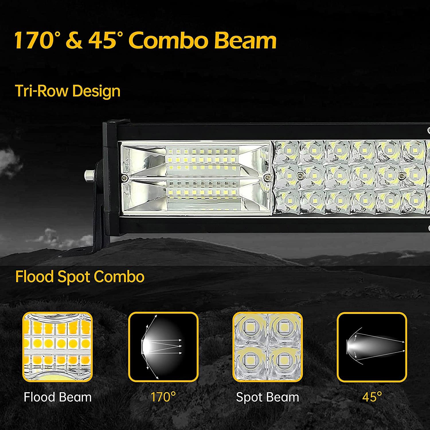 22inch LED Light Bar Spot Flood Combo +4″ Pods Offroad For Jeep Truck SUV+Wiring