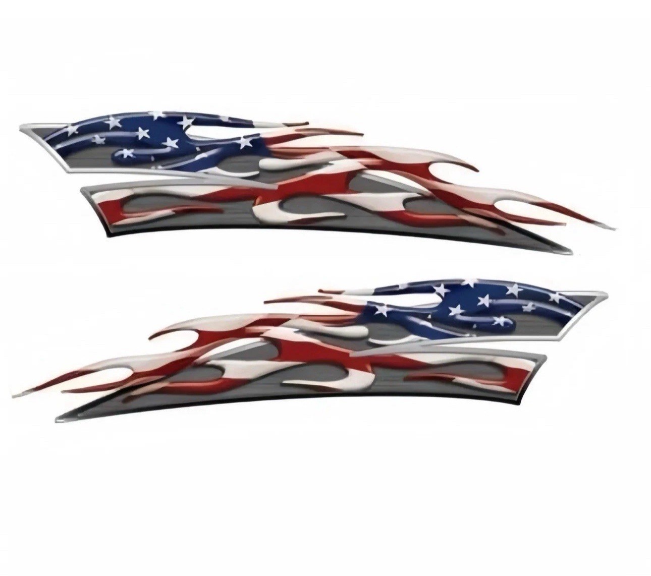 United States USA Flag 6” Inch Flame Patriotic Vinyl Sticker Decal Set 2PCS