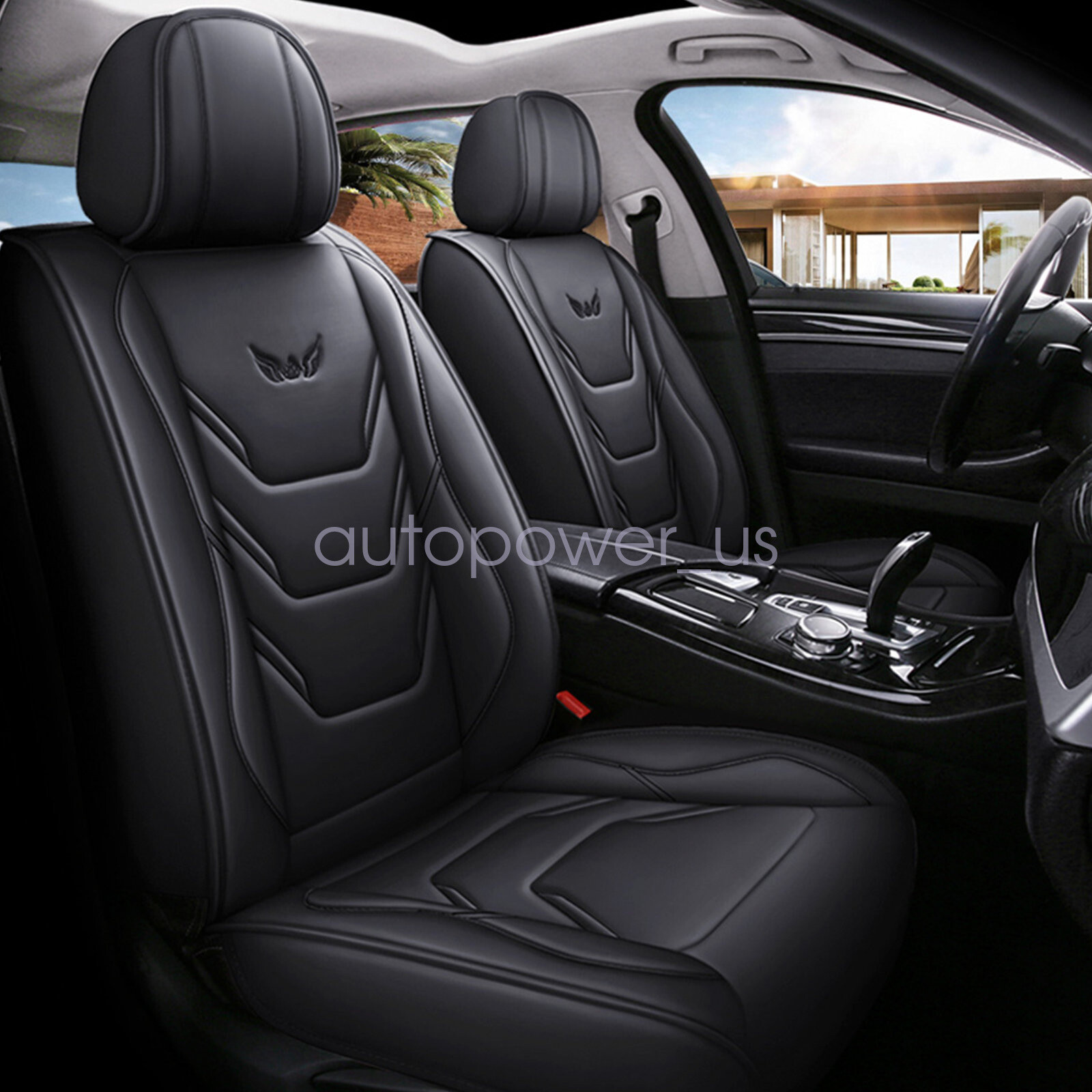 For Ford Car 5 Seat Covers Leather Front & Rear Full Set Protector Pad Mat US