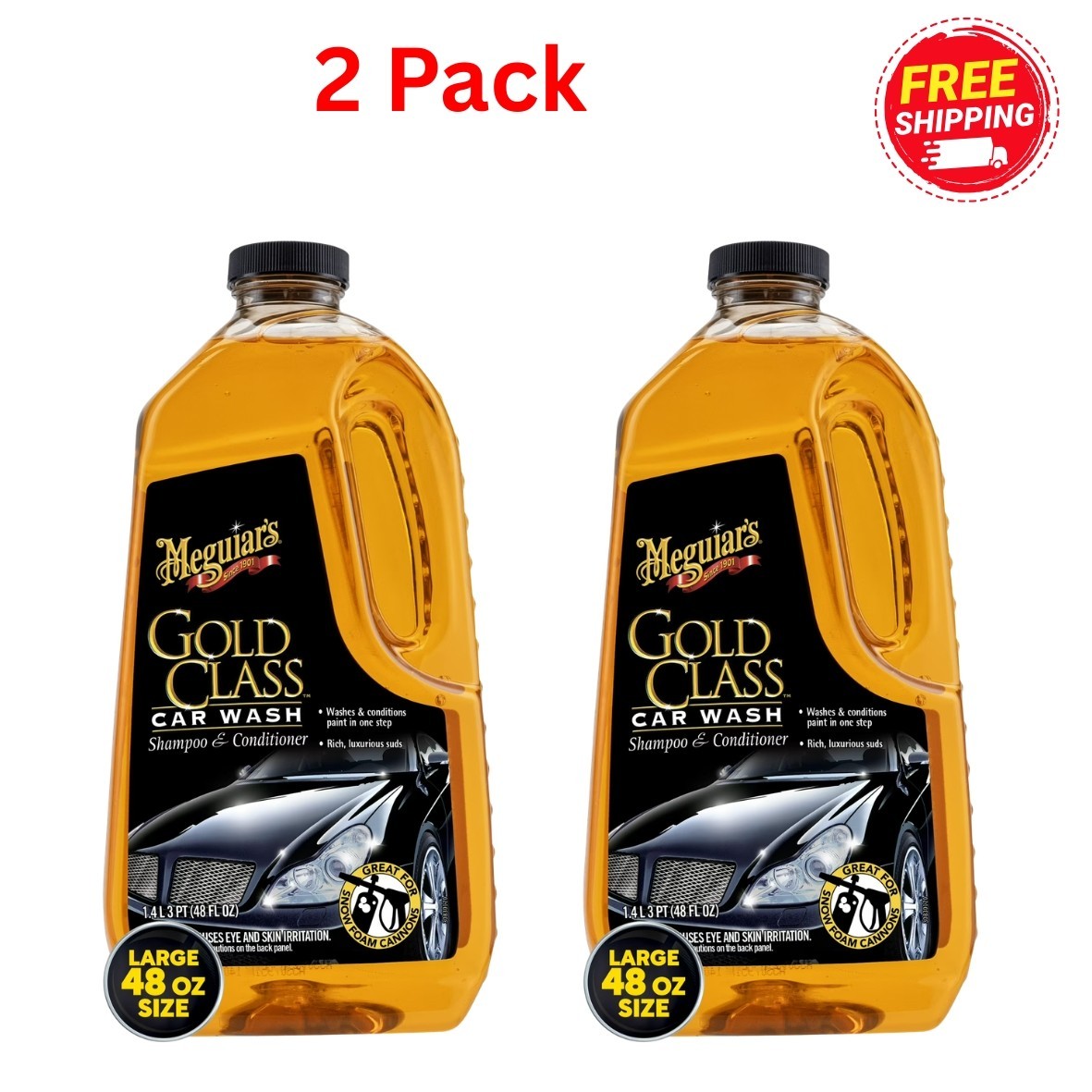 Meguiar’s G7148 Gold Class Car Wash Shampoo and Conditioner – 48 oz (2 Bottles)