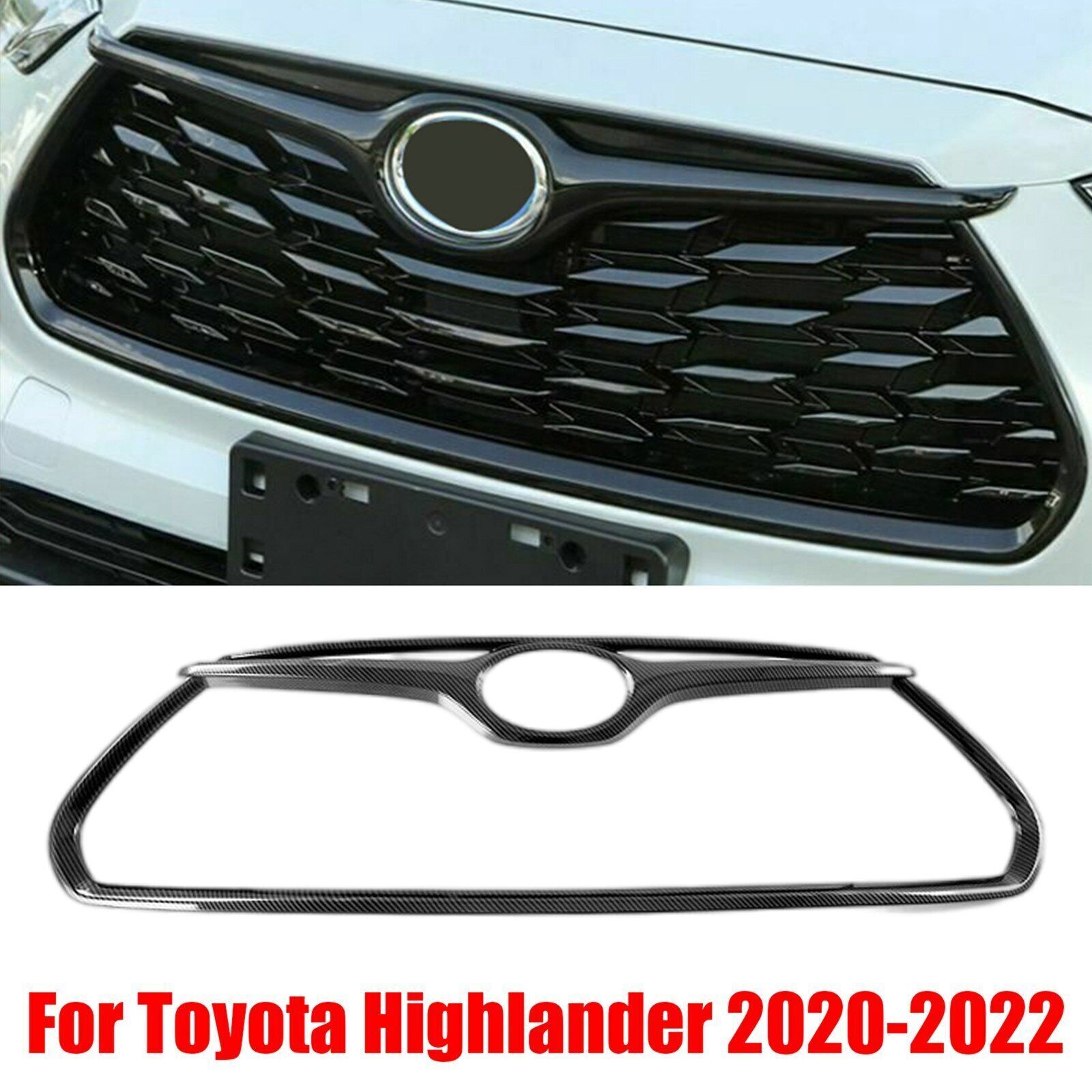 Garnish Frame Front Grille Cover Black For Toyota Highlander 2020-2026