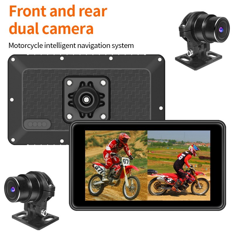 5Inch Motorcycle Dash Cam GPS Wifi Wireless Carplay Android Auto IPX67 With TPMS