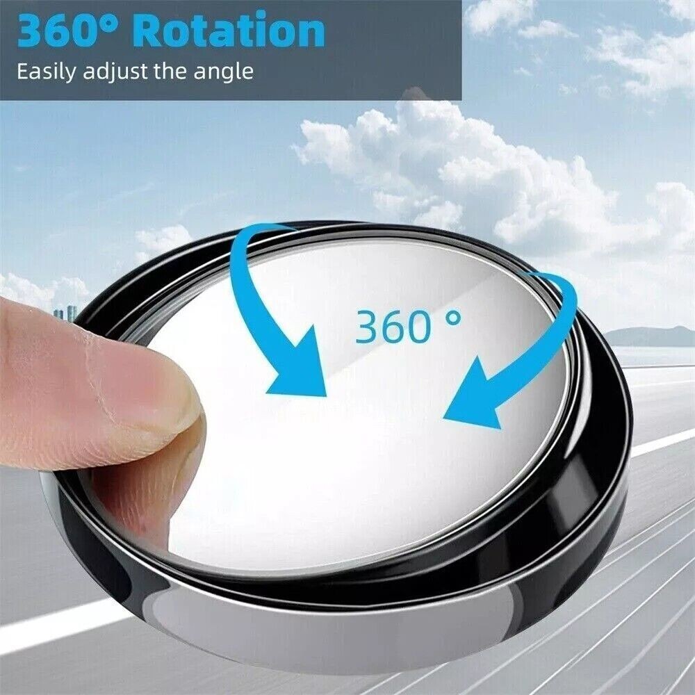 2PCS Universal Round Rearview Mirror 360 degrees Blind Spot for Towing Cars Vans