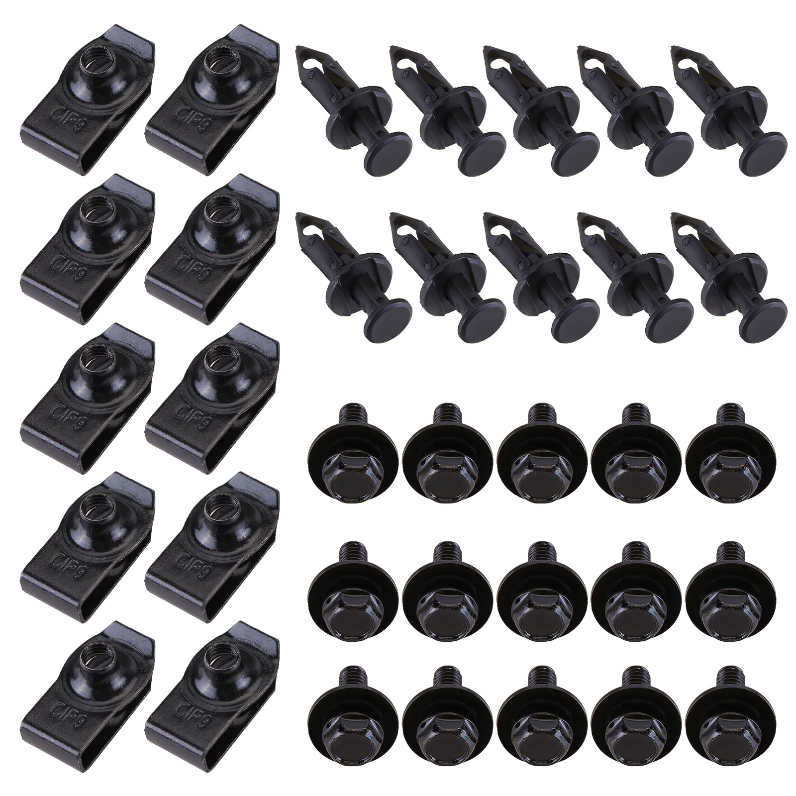 35pcs Engine Under Cover Splash Shield Fastener Bolts & U-Nut Clips