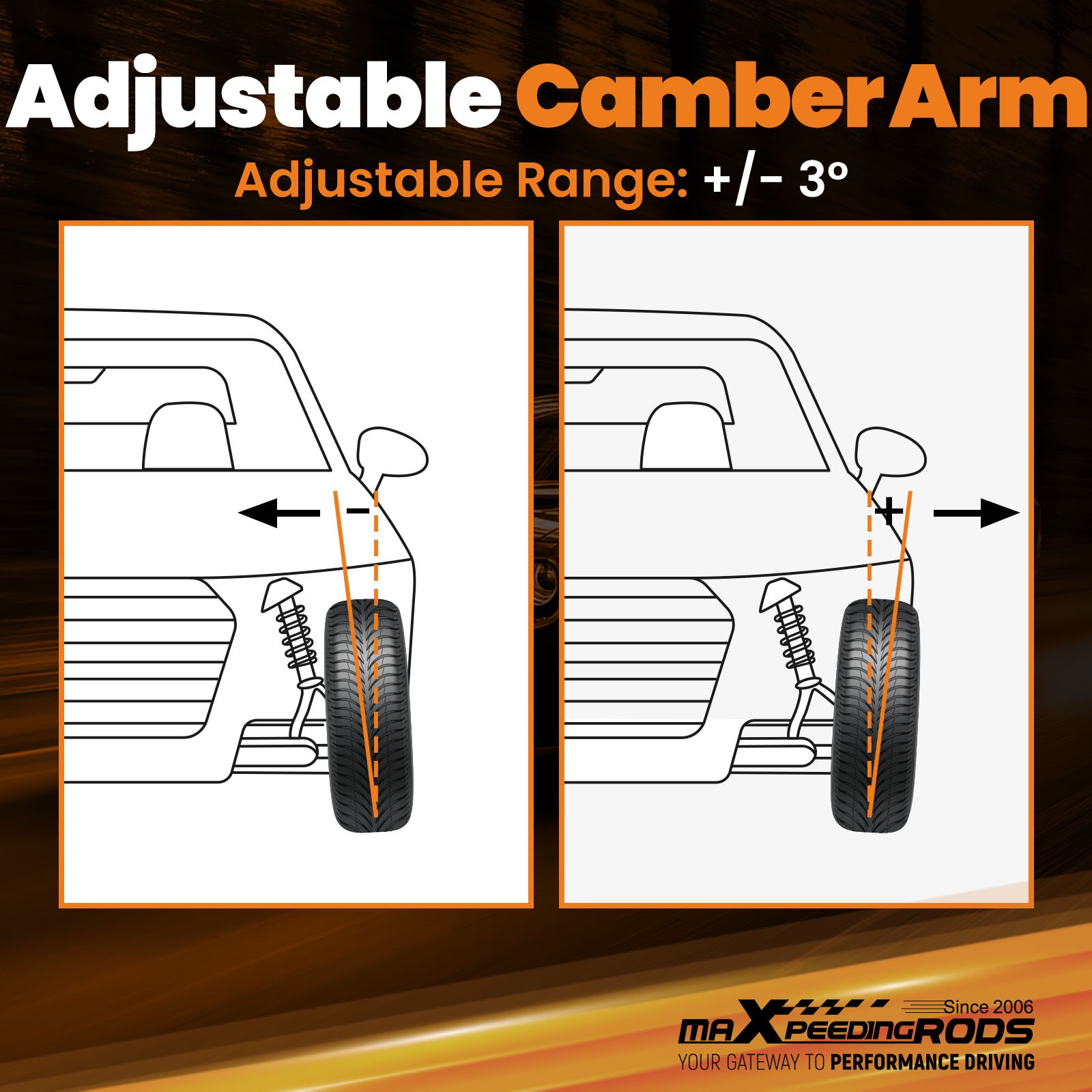 Adjustable +/- 3 Front Upper Camber Control Arms for Chrysler 300 2005-2023 RWD