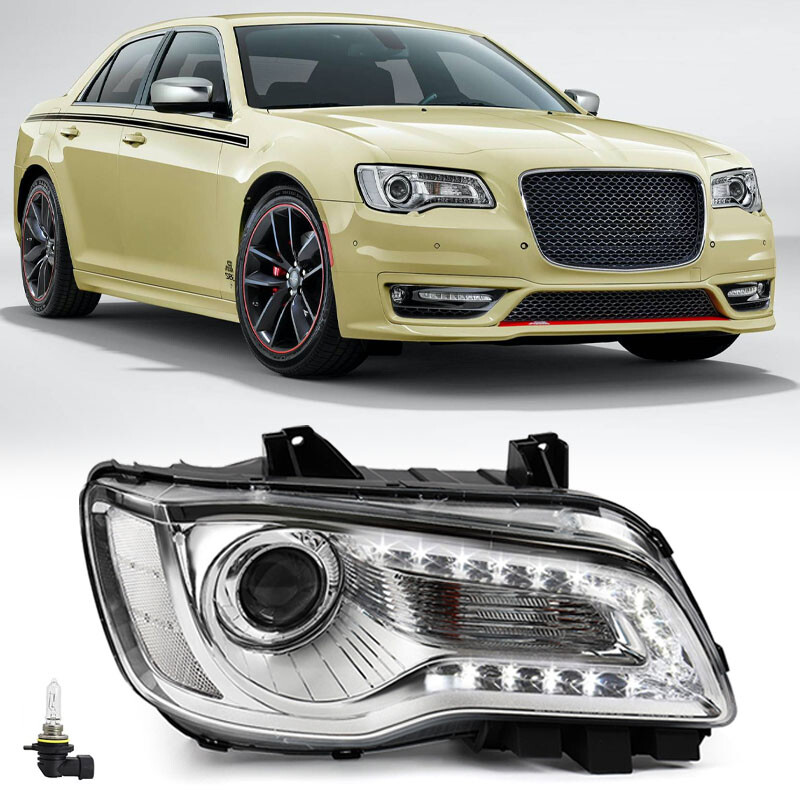 Passenger For 2015-2023 Chrysler 300 Chrome Halogen LED DRL Headlight 68196276AD