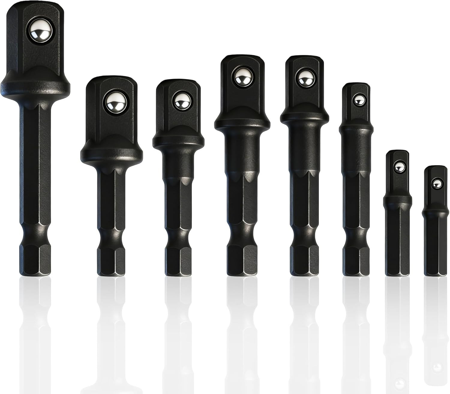 8Pc Impact Socket Adapter Set Hex Shank 1/4 3/8 1/2 Drive Kit