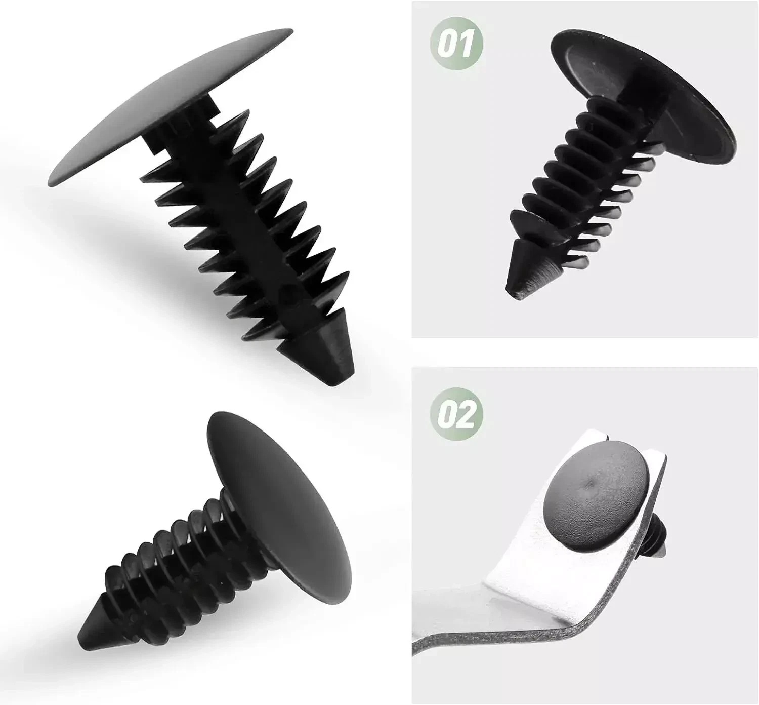 100Pcs/set Plastic Auto Bumper Clips – 8mm Automotive Clips and Fasteners Black