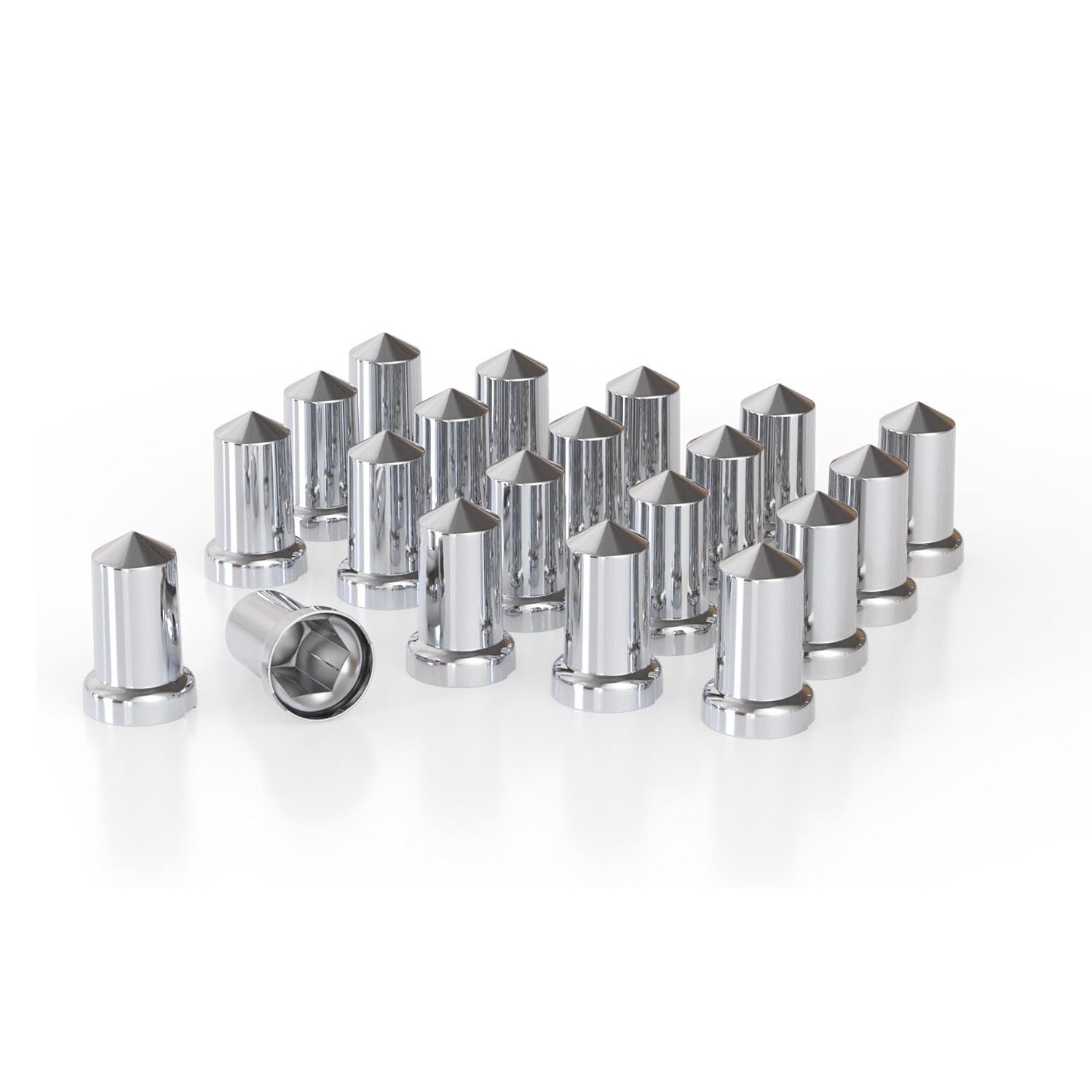 20Pcs 33mm Bullet Flanged ABS Chrome Push-on Lug Nut Cover Caps for Semi Trucks