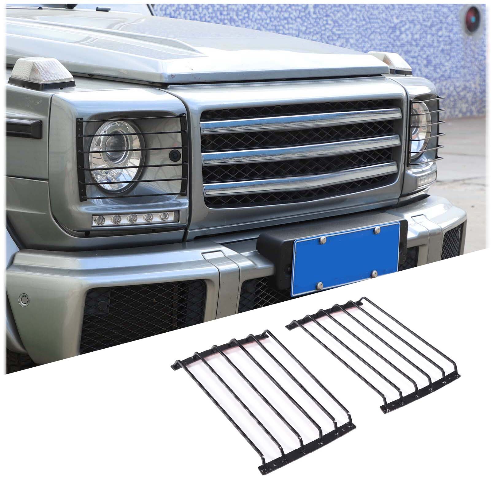 2PCS Carbon Steel Headlight Protective Net Cover For Benz G-Class 2007-2018