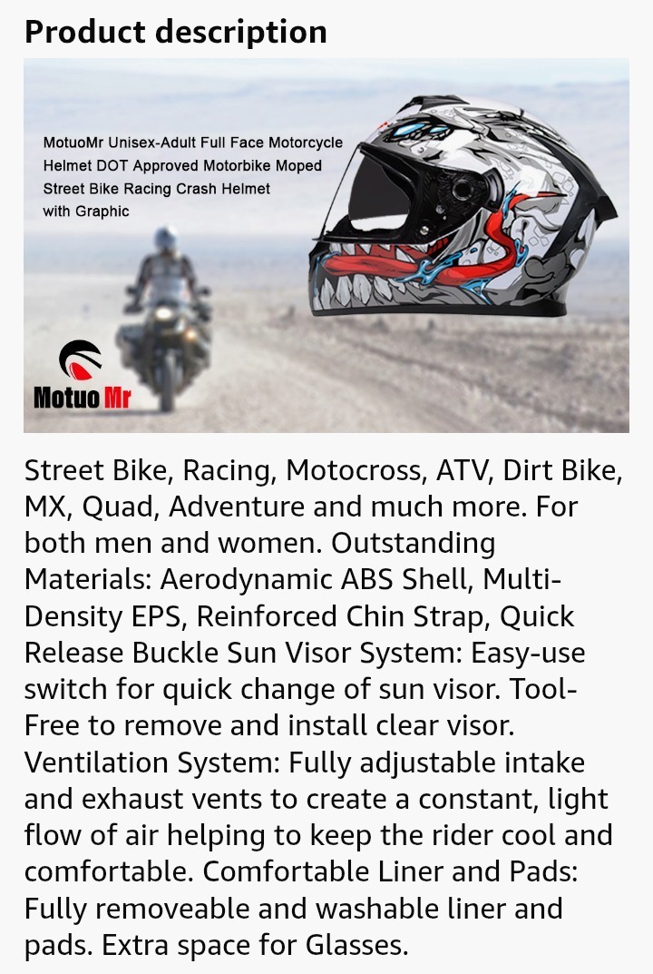 MotuoMr Unisex Adult Motorcycle Helmet DOT Approved Motorbike Black Mirror Sz L