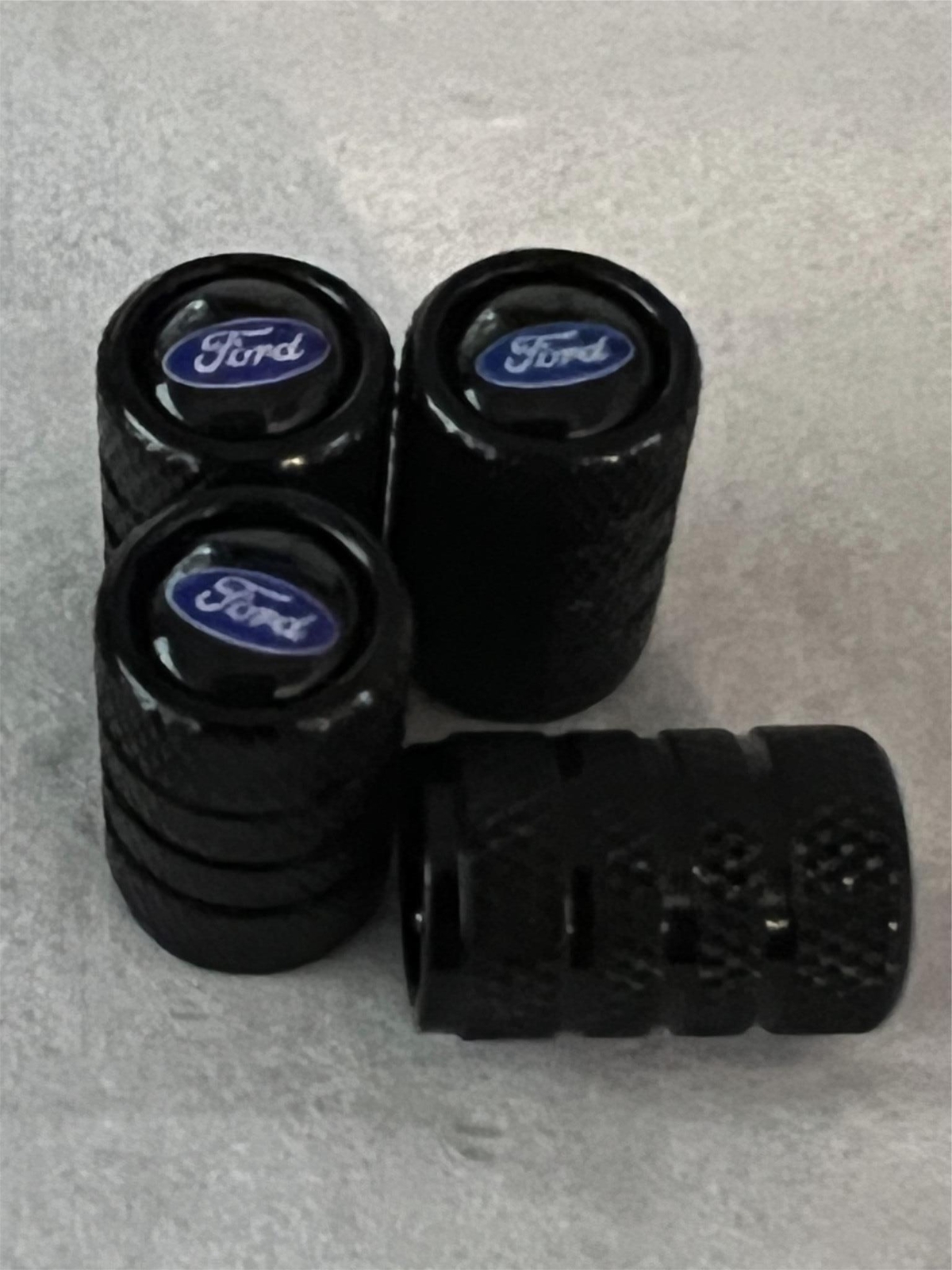 4 Black Ford Tire Valve Stem Caps For Truck Car Universal Fitting Free Shipping