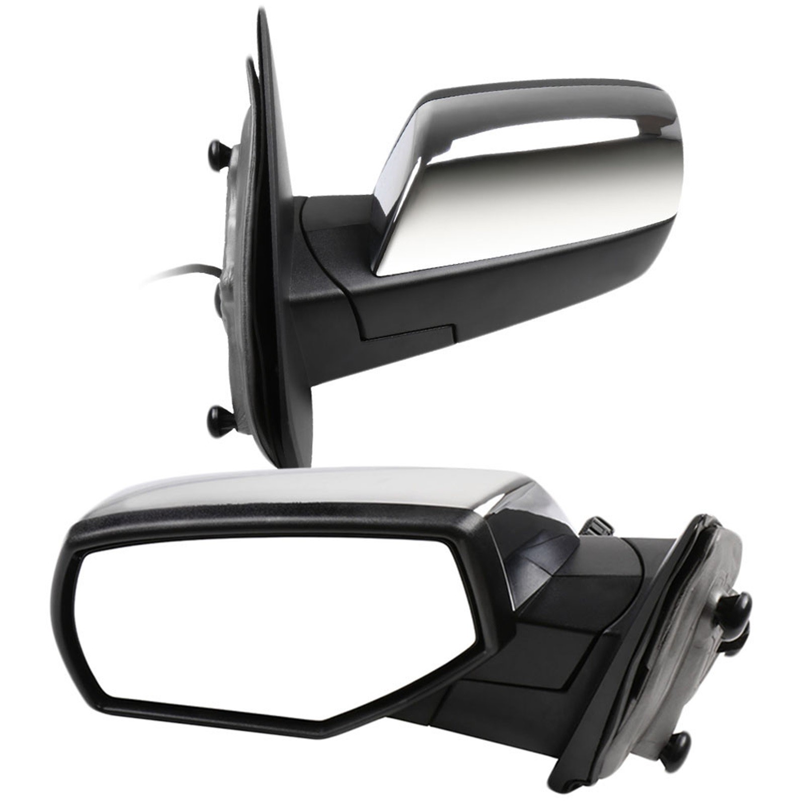Pair Manual Fold Power Mirror for 14-17 Chevy Silverado 1500 Heated Chrome LH RH