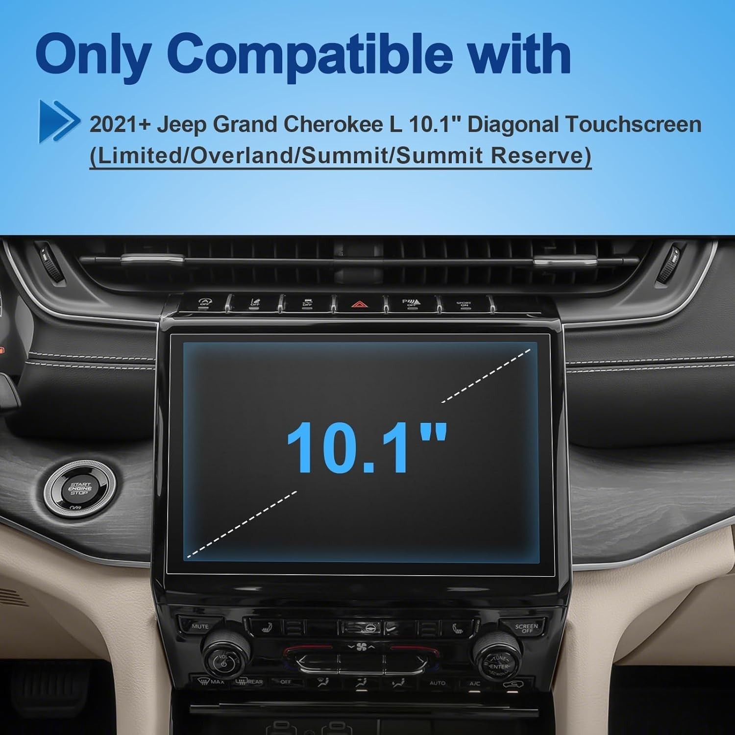 Anti-Glare Matte Screen Protector for 2021-2025 Grand Cherokee L 10.1-inch Touch