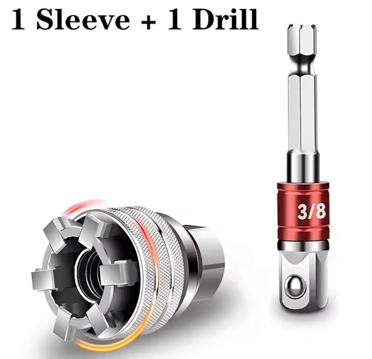 Universal Socket Adapter Set 10-19mm Magic Grip + 3/8” Drill Bit CR-V Steel