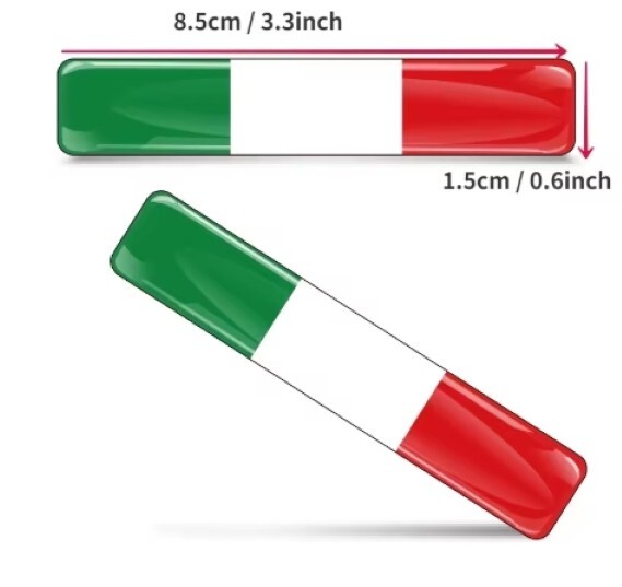 ITALY ITALIAN FLAG 3D EPOXY CAR EMBLEM SET (2) FLEXIBLE REFLECTIVE DURABLE