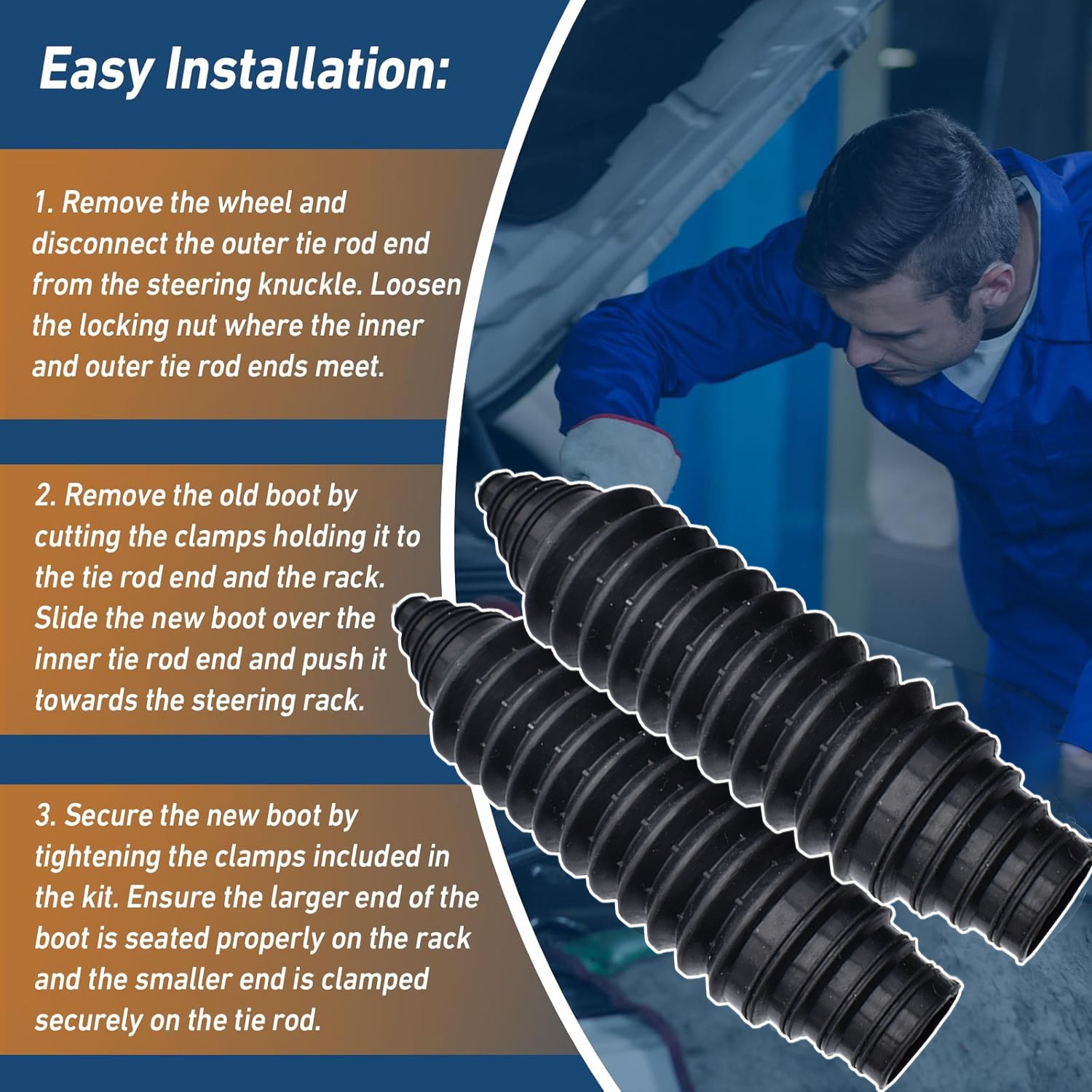 Dustproof Silicone Inner Tie Rod Boot Set w/Cable Tie Clamp Customized For Chevy