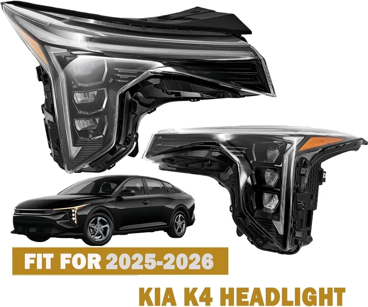 Right Passenger & Left Driver LED Headlight Headlamps For 2025-26 Hyundai KIA K4