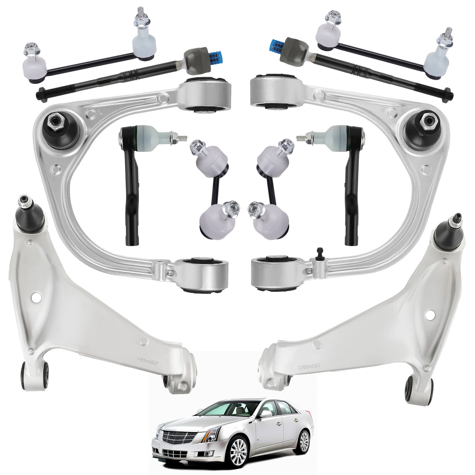 12x Front Upper Lower Control Arms Sway Bar Tie Rods For 08-14 Cadillac CTS 3.6L