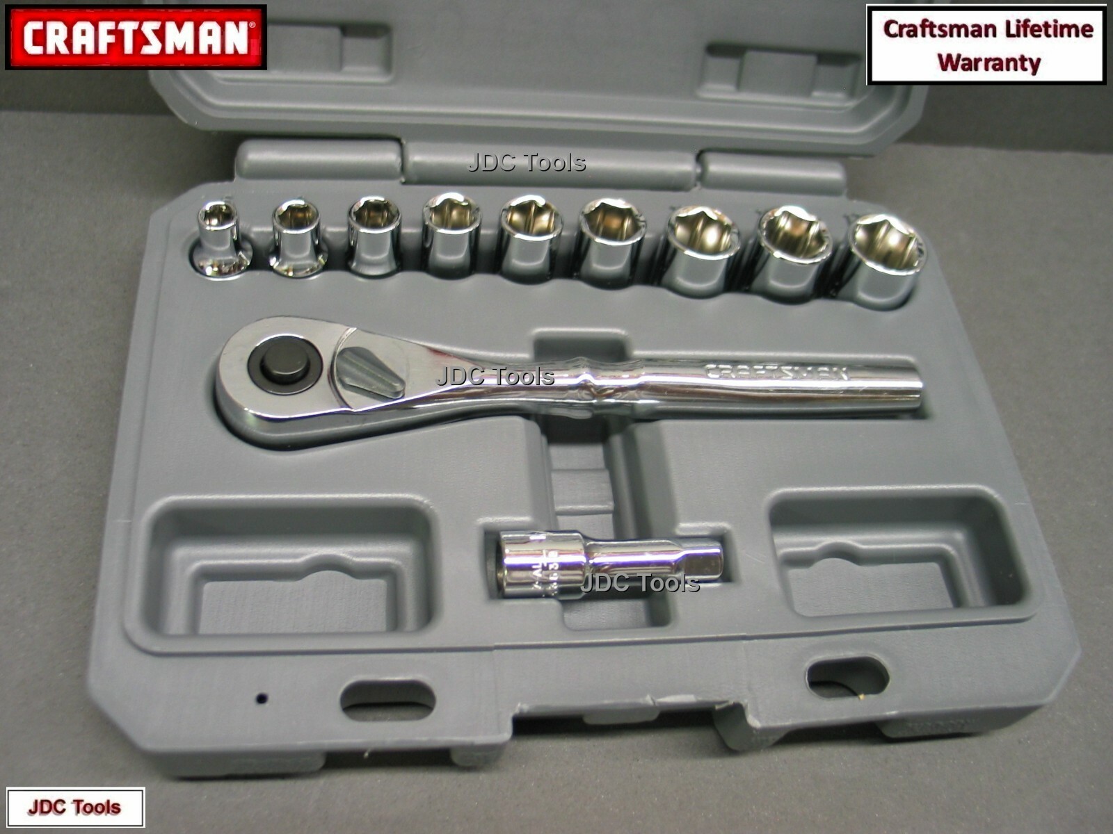 Craftsman Tools 11 pc 1/4 Drive Metric 6 Pt. Socket Wrench Set w 45T Ratchet