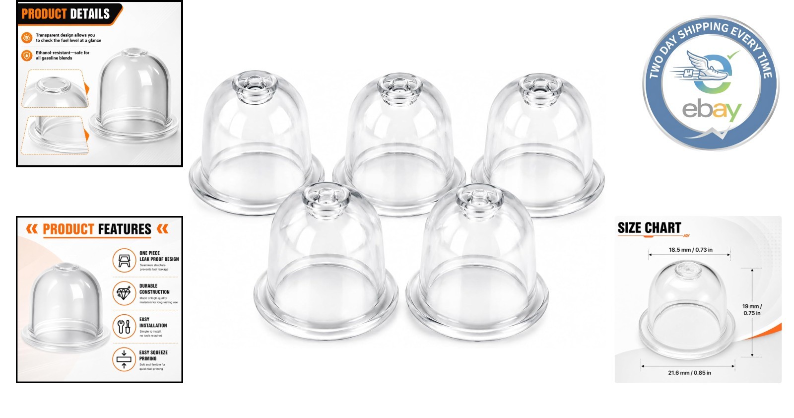 5-Pack Carburetor Primer Bulb for Stihl FS Series & Zama – Reliable Replacement