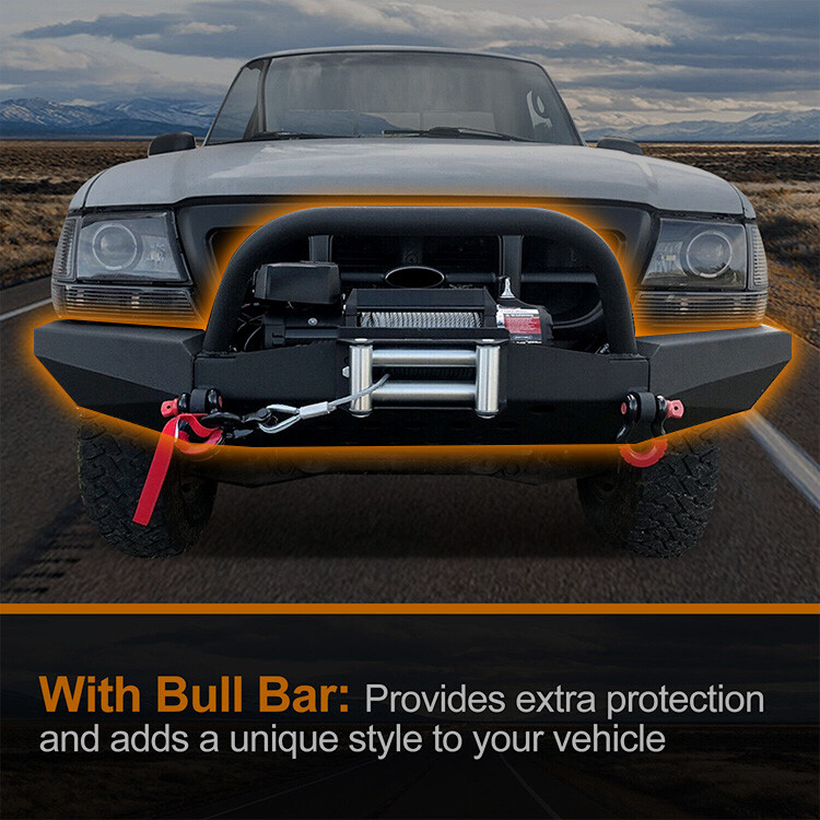 For 1998-2011 Ford Ranger Modular Front Black NEW Winch Bumper with Bull Bar