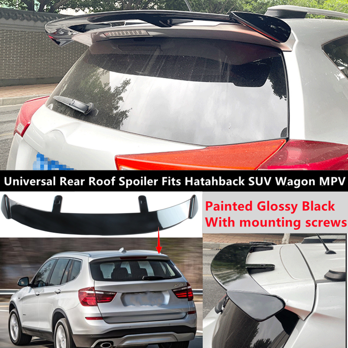 Universal ABS Gloss Black Rear Roof Spoiler Wing Fit For 2011-2017 BMW X3 F25