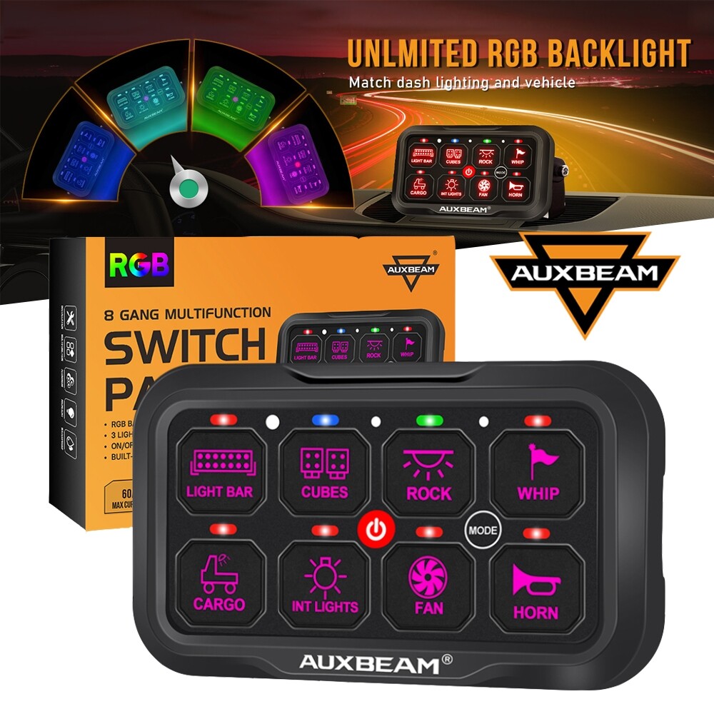 AUXBEAM AR-800 8 Gang RGB Switch Panel bluetooth Control For For Nissan Frontier