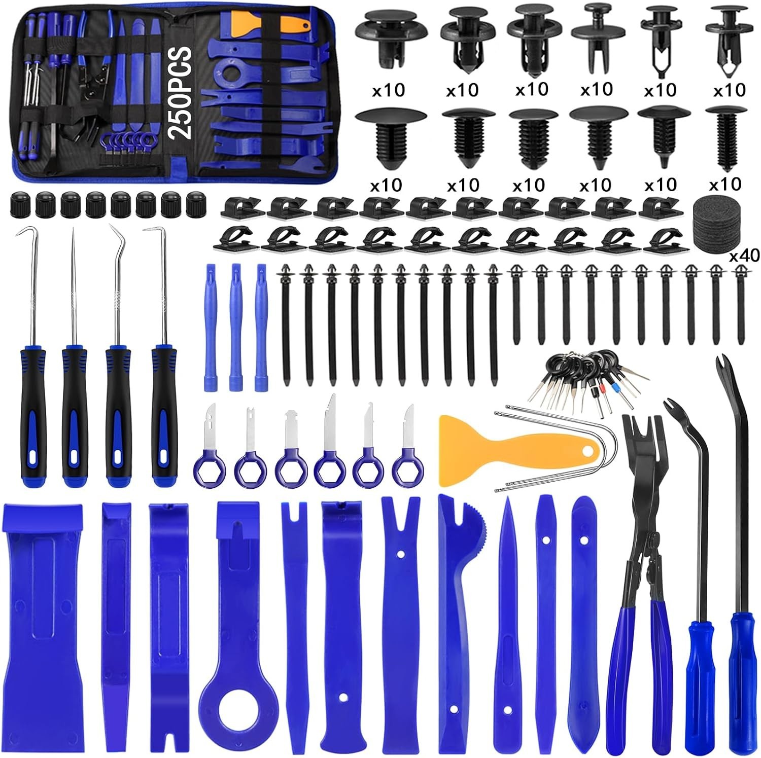 Trim Removal Tool Kit 250Pcs Car Removal Tool Kit Pry Tool Set Auto Clip Plie…