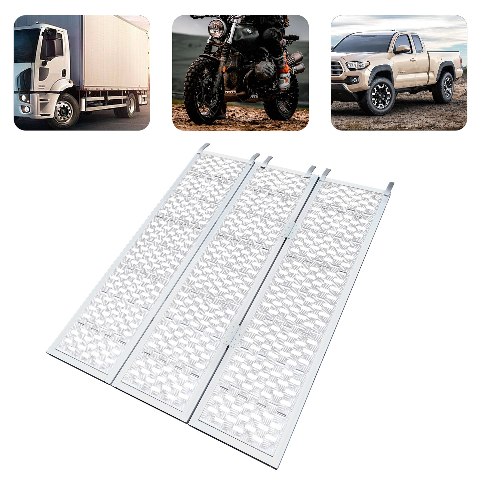 Aluminum Loading Ramp Folding Trailer Ramp For Motorcycle ATV UTV Trucks 1500LBs