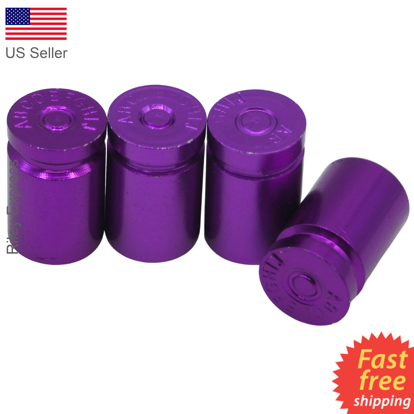 4x Wheel Tire Valve Cap Stem Cover For Car, Truck Bike Bullet Shell Style PURPLE