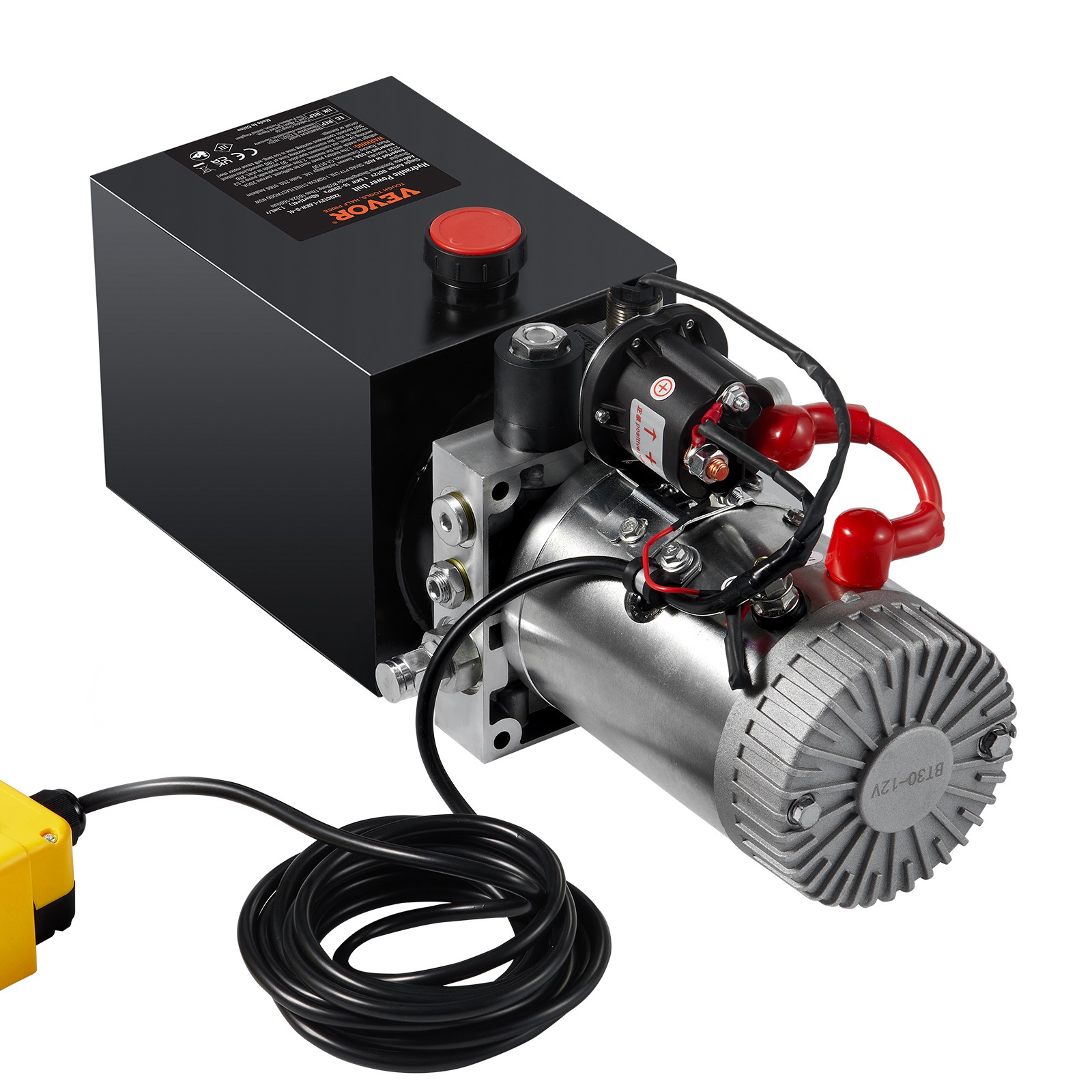 VEVOR Hydraulic Pump 4 Quart Single Acting Dump Trailer Pump Power Unit DC 12V