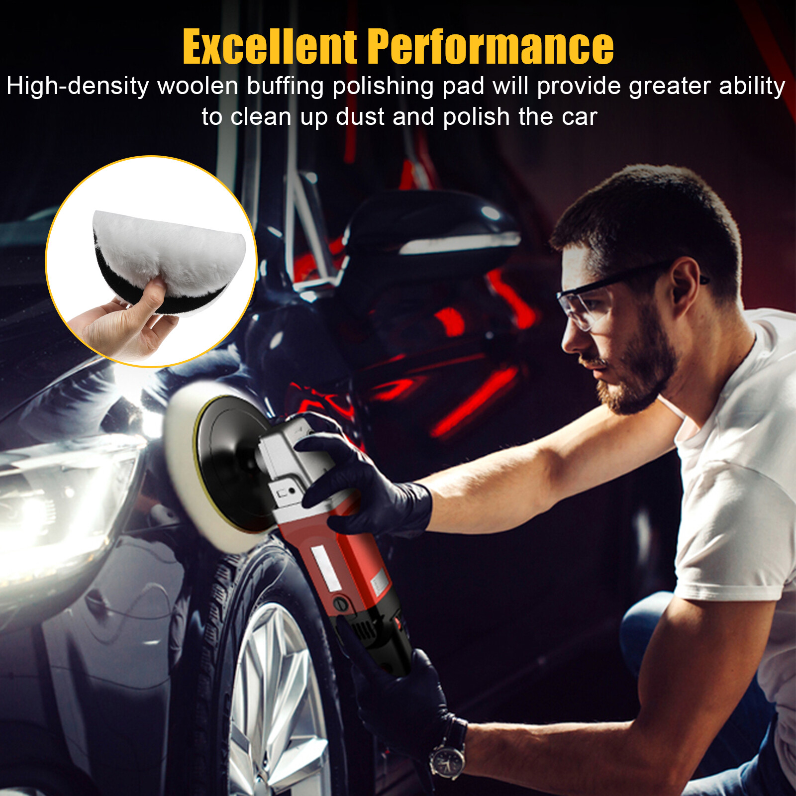 5x 6″ Car Polishing Pads Buffing Wool Wheel Mop Kit Bonnet Buffer Pad Polisher