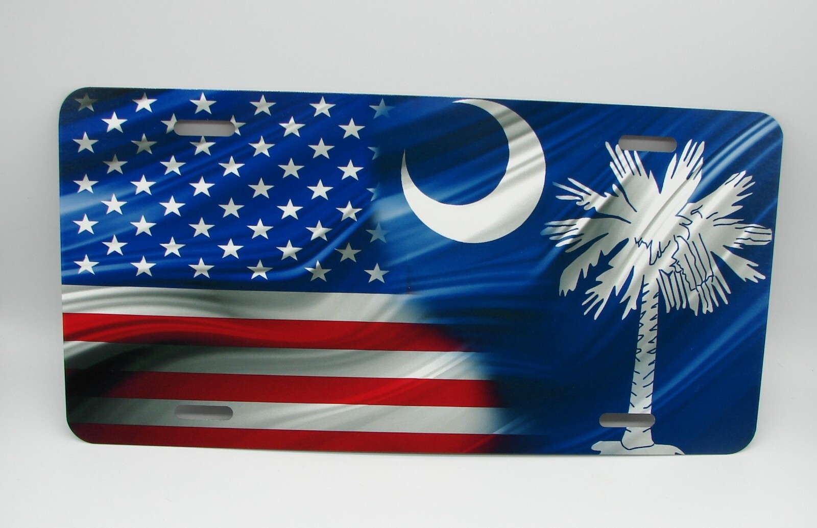 SOUTH CAROLINA STATE AMERICAN FLAG METAL NOVELTY CAR LICENSE PLATE AUTO TAG
