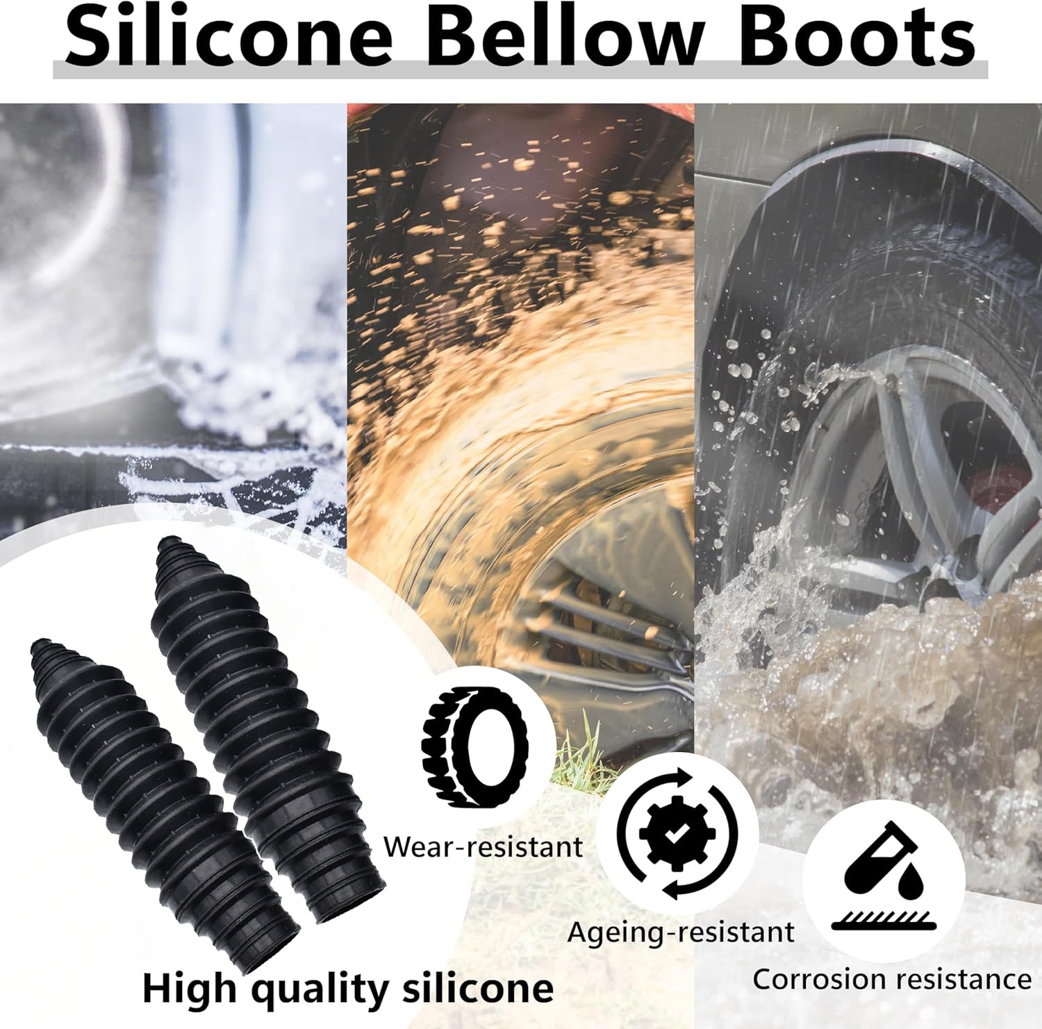 Dustproof Silicone Inner Tie Rod Boot Set w/Cable Tie Clamp Customized For Chevy