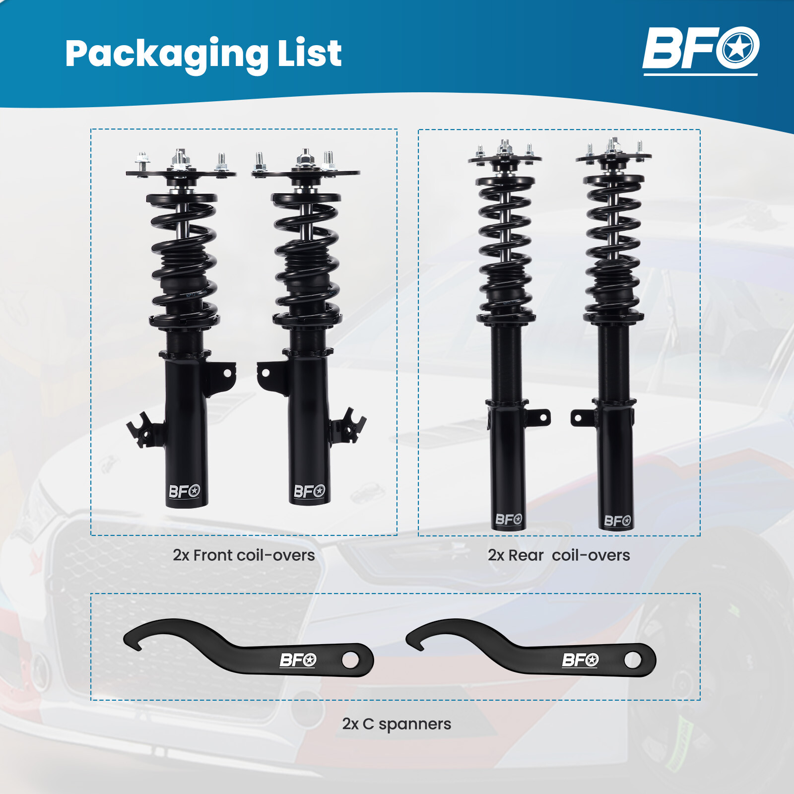 BFO Adjustable Coilovers Suspension Kit for Toyota Camry 1992-2001 ES300 92-01