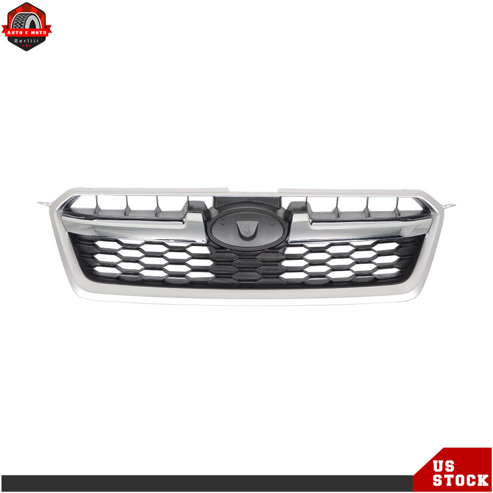 Front Upper Bumper Grille Fit For 2012-2014 Subaru Impreza Black W/Chrome Trim