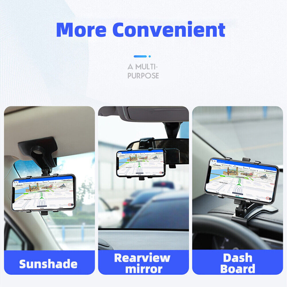 360° Mount Holder Car Dashboard Sun Visor Mirror Stand For Cell Phone iPhone GPS