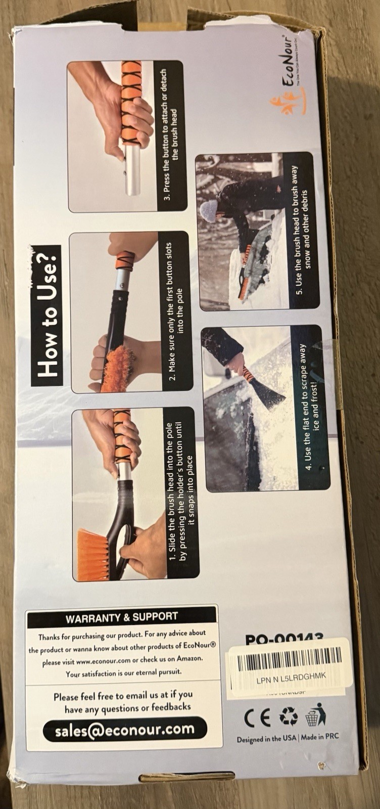 econour 2 in 1 snow scraper brush 4 pack 4 colors