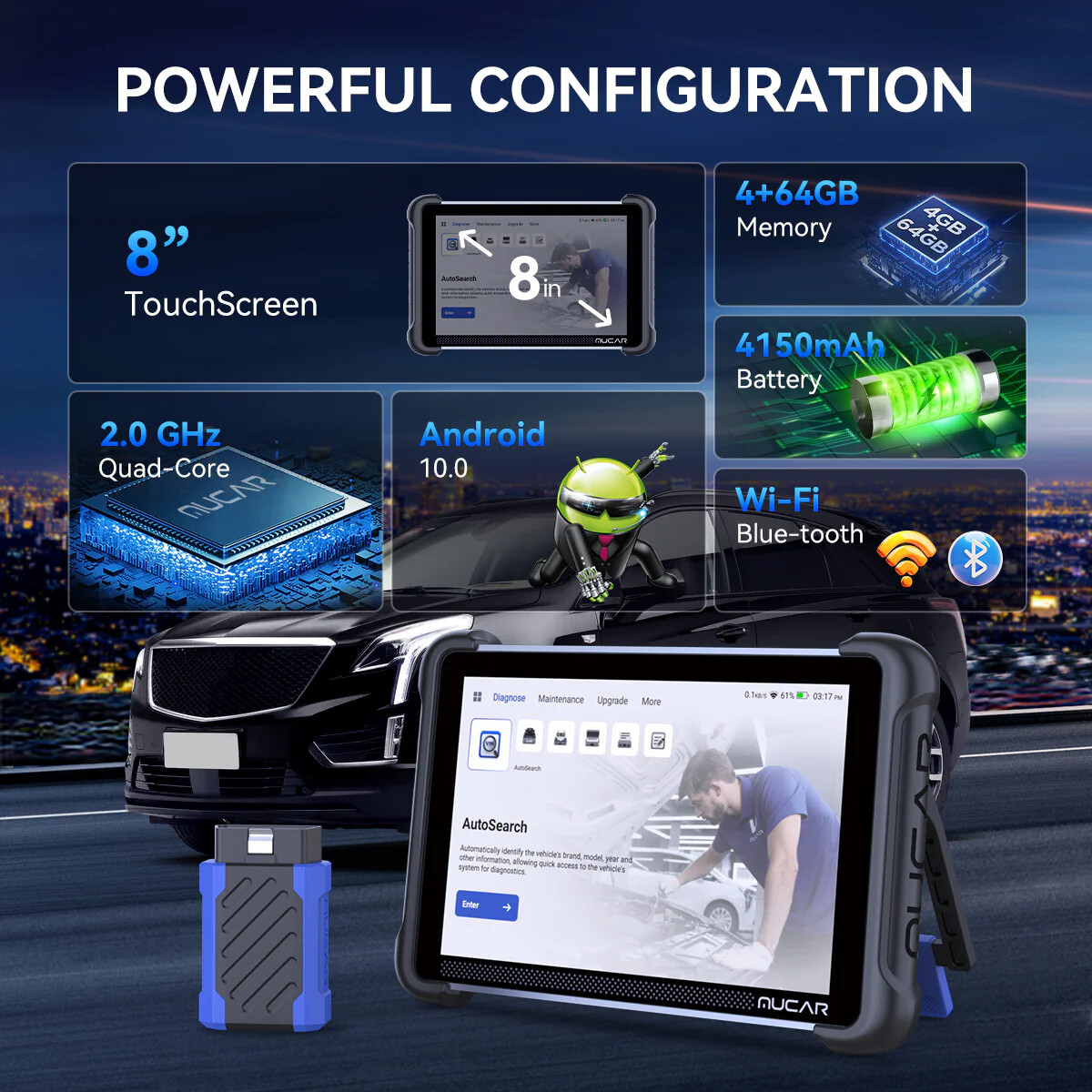 MUCAR 892BT TPMS OBD2 Scanner Diagnostic Tool Bidirectional ECU Coding 35+ Reset