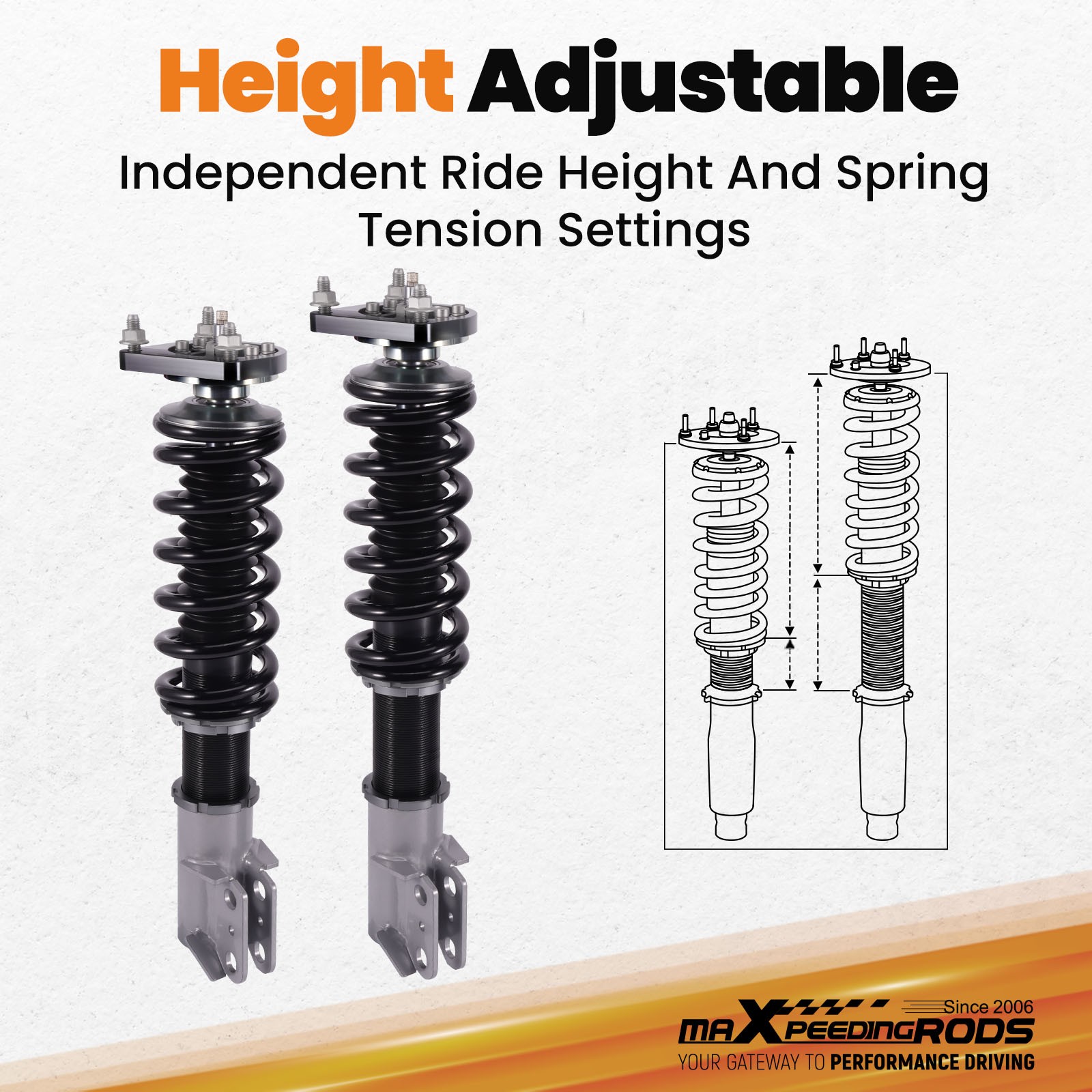 Coilovers 24 Way Damper Adjustable Shock Suspension Kit for Ford Mustang 94-04