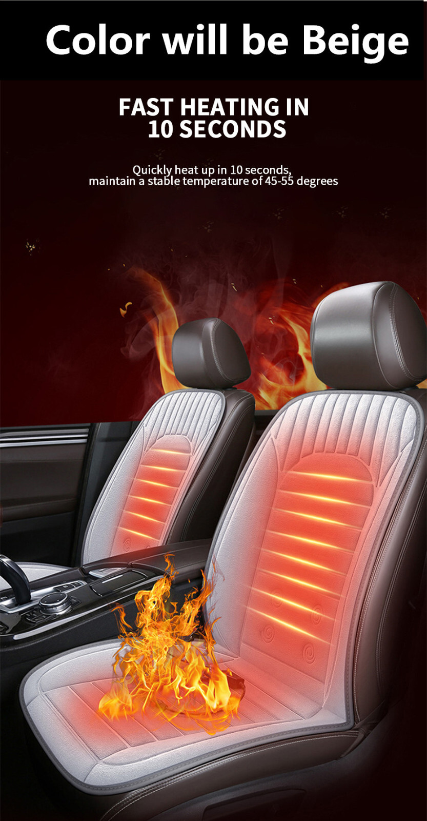 Car Seat Heating Cushion Short Plush Cover Heater Warmer Cold Winter 12V/24V
