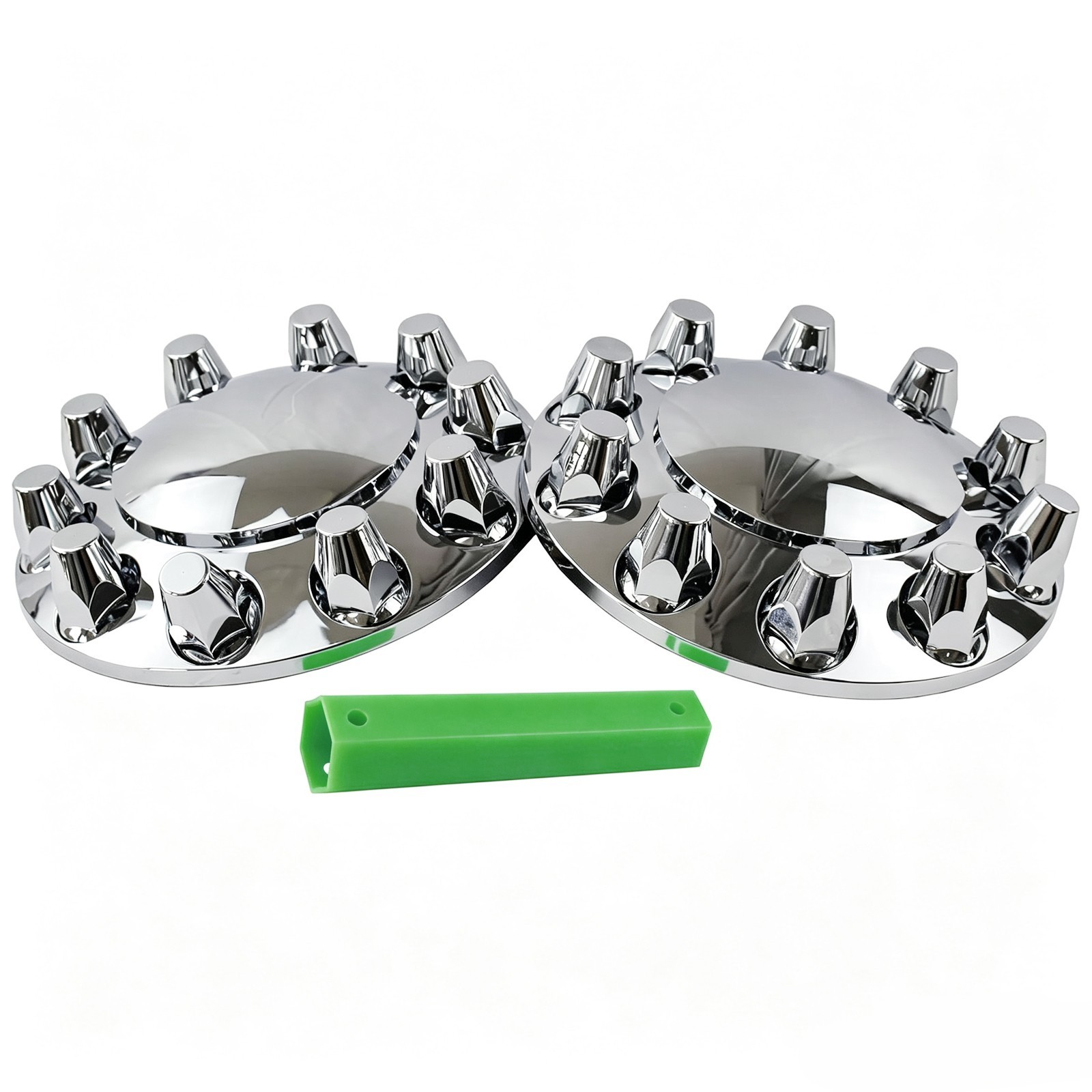 Chrome Axle Cover w/ 33mm Standard Lug Nut Front for Semi Truck 2pcs