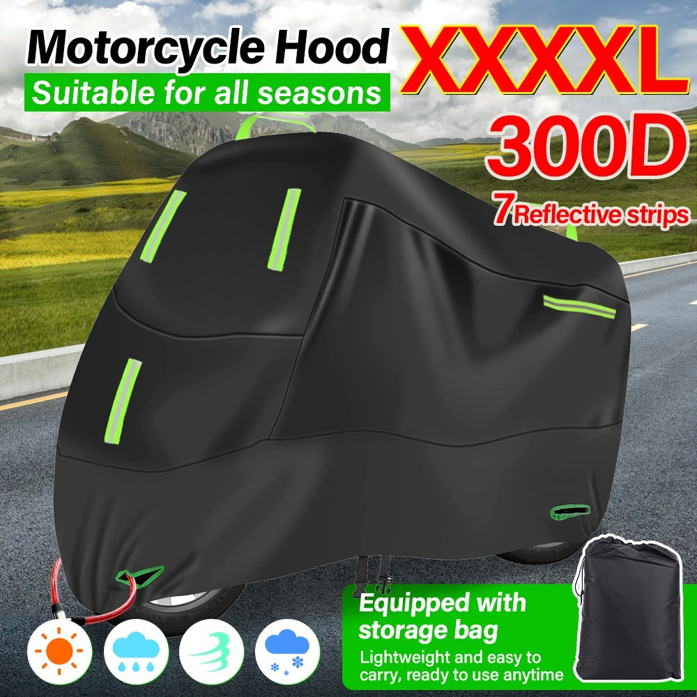 300D Waterproof Motorcycle Cover Heavy Duty Outside Rain Dust UV Protector 4XL