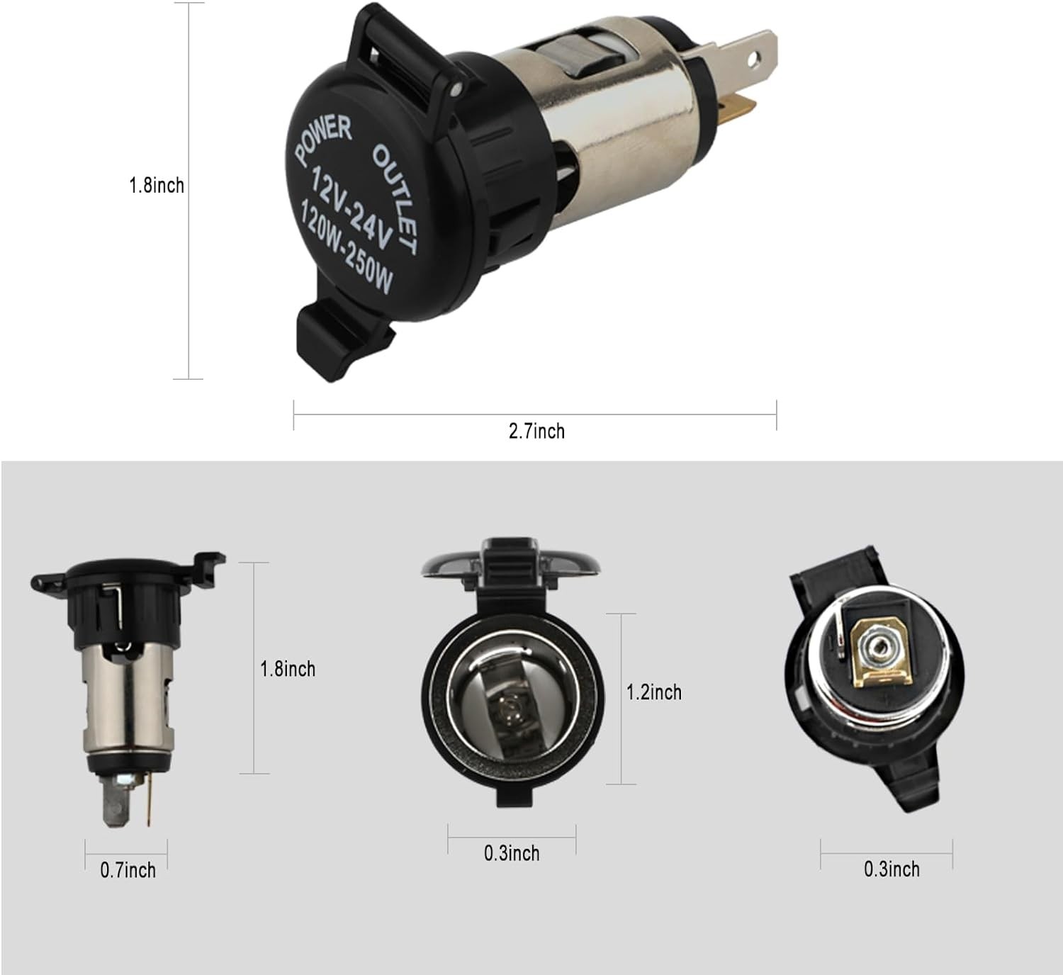 Cigarette Lighter Socket, DC 12V Car Lighter,12 Volt Female Power 3