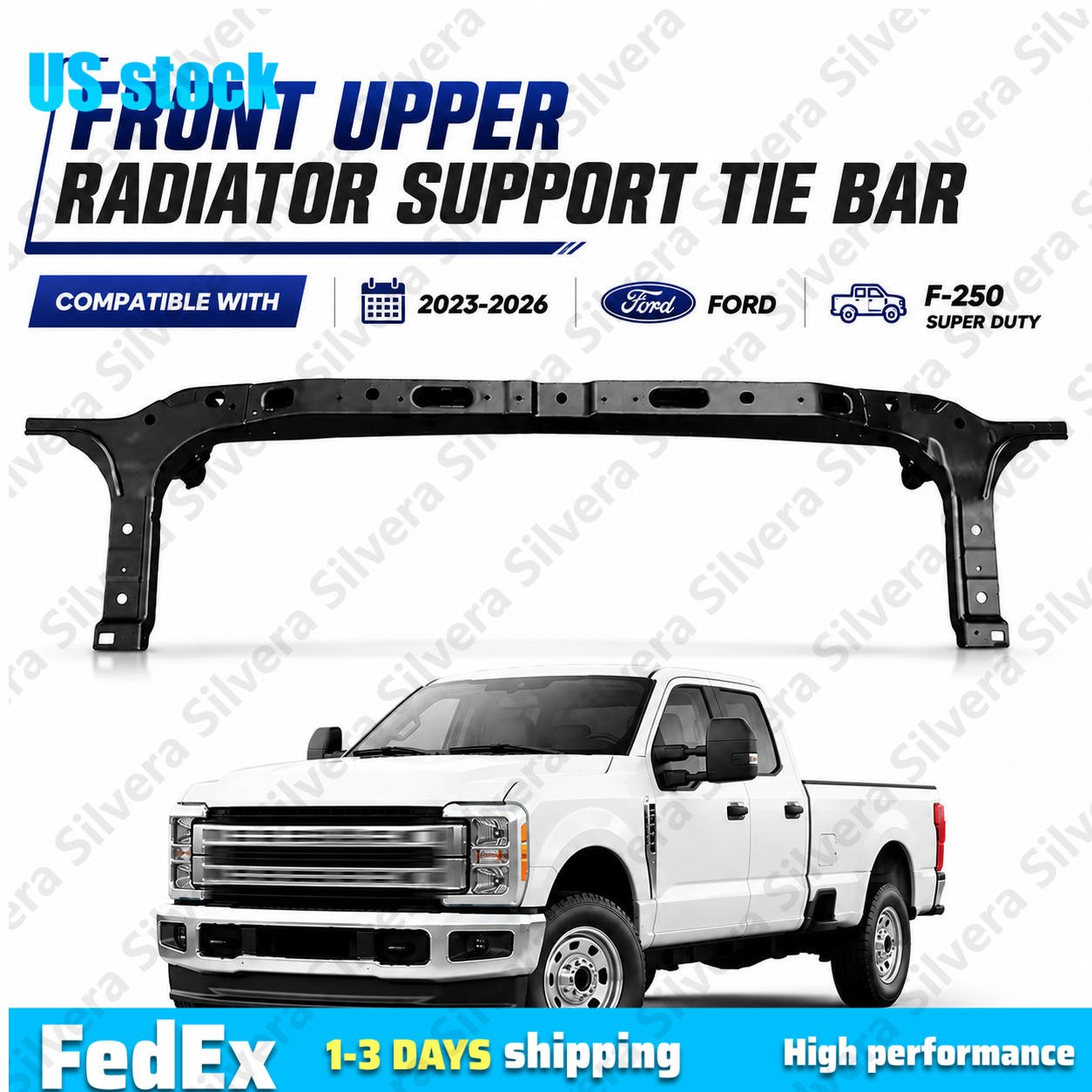 For 23 24 25 26 Ford F-250 Super Duty Black Front Upper Radiator Support Tie Bar